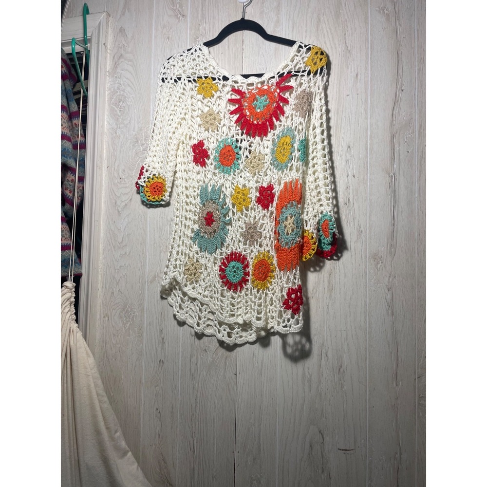 Handmade Crocheted Blouse/ Sweater Funky 70s Hippie